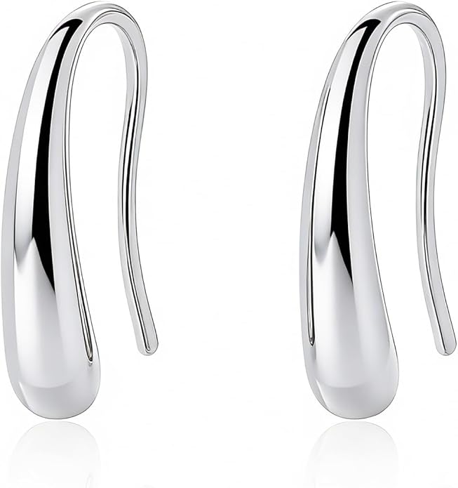 S925 Sterling Silver Stud Earrings for Women, Animal Cat & Dog Studs and Minimal Teardrop Ear Climber, Hypoallergenic Earrings for Sensitive Ears, Gift Box Included