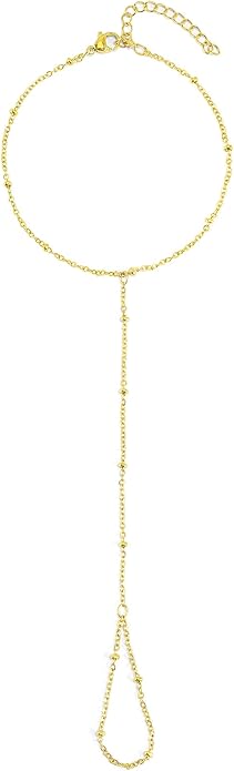 Hand Chain Bracelet, Adjustable Hand Jewelry Chain Bracelet with Ring, Trendy Gold Handchains Jewelry