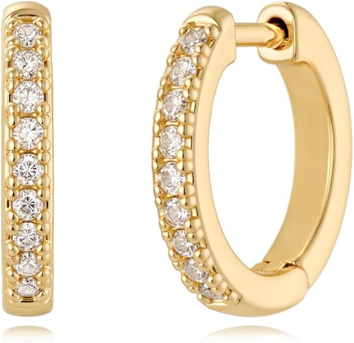 MYEARS Women Earrings Gold Huggie Hoop Ear Stud Cuff 14K Small Simple Hypoallergenic Everyday Jewelry