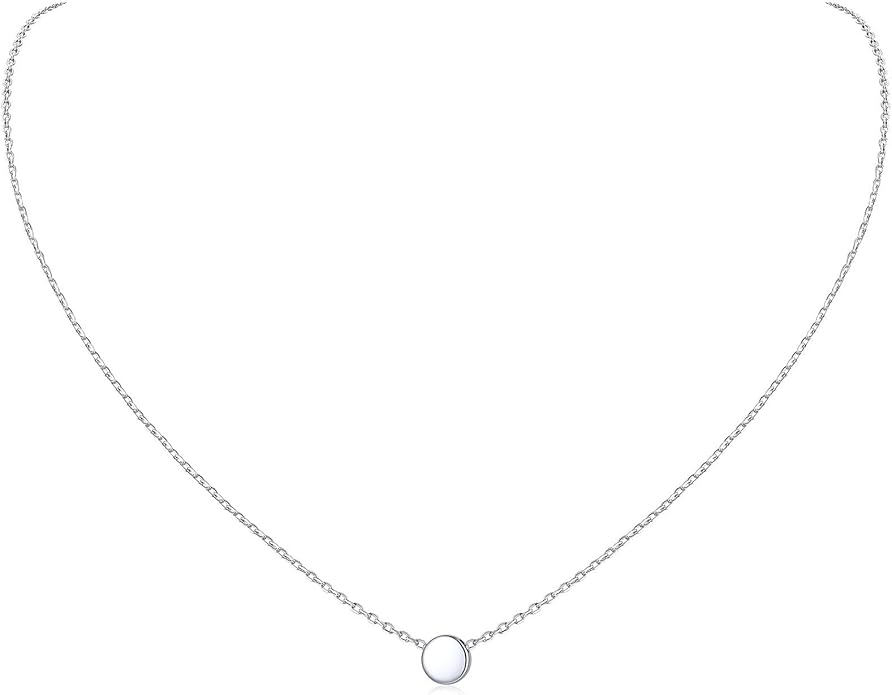 ChicSilver Personalized 925 Sterling Silver Dainty Small Heart/Star/Moon/Dot/Triangle Pendant Necklace for Women, Silver/Gold/Rose Gold/Black (with Gift Box)