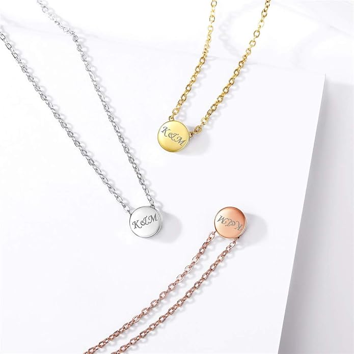 ChicSilver Personalized 925 Sterling Silver Dainty Small Heart/Star/Moon/Dot/Triangle Pendant Necklace for Women, Silver/Gold/Rose Gold/Black (with Gift Box)