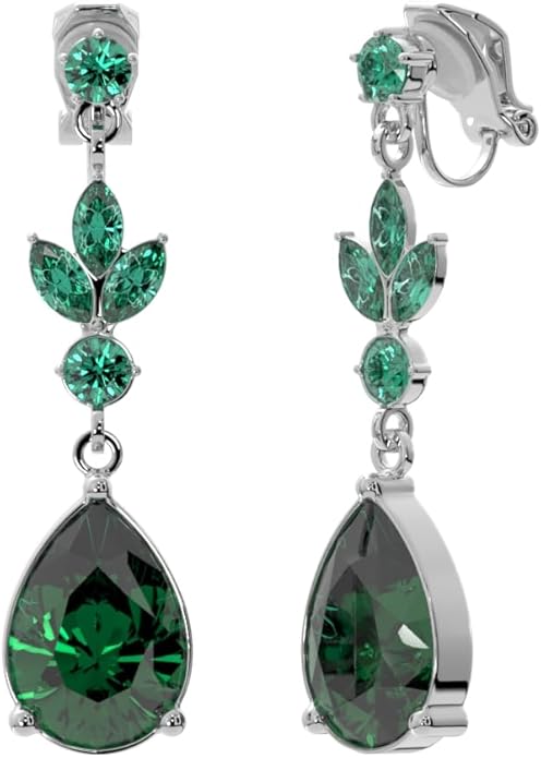 Aloha Earrings Non Pierced Silver Tone Clip On Sparkling Statement Dangling Earrings