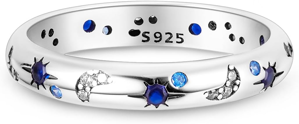 Hapour 925 Sterling Silver Ring for Women,Eternity Gorgeous Rings Stackable Rings for Women as Gifts Ring Size 4-10