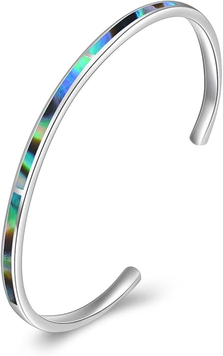 WINNICACA Bracelet for Women Opal Bracelet 925 Sterling Silver Opal Cuff Bangle Bracelets Inspirational Fine Jewelry Gifts for Women Her Wife Mom Daughter Anniversary Birthday Gifts Ideas