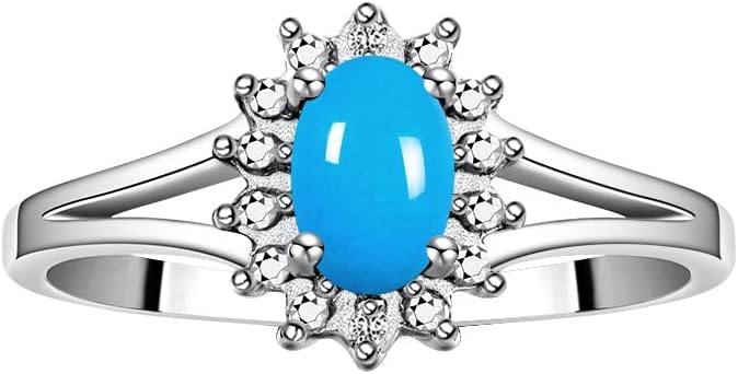 Rylos 14K White Gold Classic Halo Ring: Diamonds, 6X4MM Oval Gemstone - Birthstone Jewelry for Women - Stunning Diamond Gold Ring Sizes 5-10