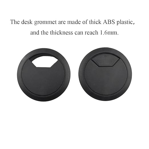 HAHIYO 2Pcs 2Inch/50mm Black ABS Plastic Sector-shaped Desk Grommet Wire Grommet Cable Management Cord Hole Cover Desk Wire Hole Insert Wire Organizer for Computer Office Home School Equipment Systems
