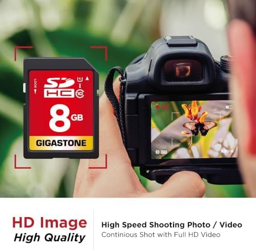 GIGASTONE 8GB SD Card 50-Pack UHS-I U1 Class 10 SDHC Memory Card Full HD Video Canon Kodak Olympus Digital Camera, with 50 Mini Cases