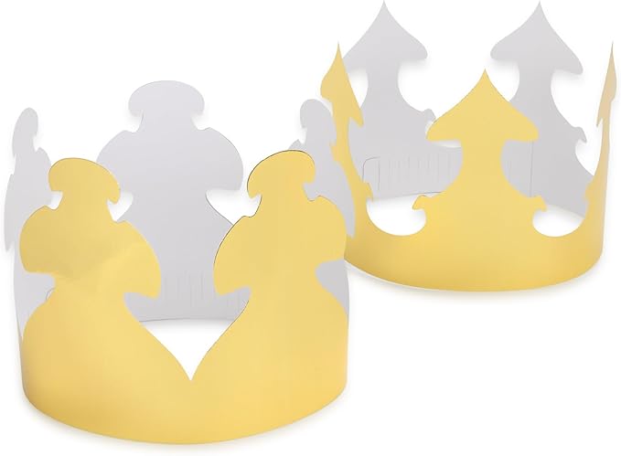 Hygloss Gold Paper Crowns 24 Pack - Paper Crowns for Kids to Decorate - Craft Activity - Blank Crown for Adults - Perfect for Parties, Celebrations - DIY Crown Crafts