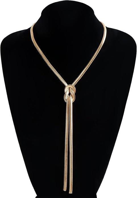 PLOUTOS Chunky Gold Knot Choker Necklace for Women Adjustable Double Snake Chain Design Bold Statement Fashion Jewelry Accessory For Party Daily Wear Gift