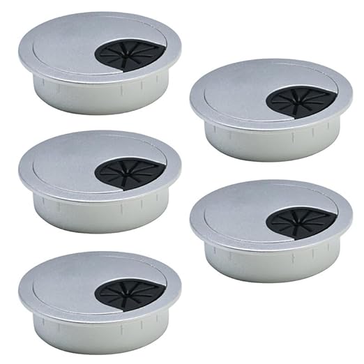 5 Pcs Desk Grommet 2-3/8" / 60 mm, Desk Cord Hole Cover, Cable Grommet ABS Plastic, Desk Hole Grommet for Home & Office Pc, Detachable Cable Cord Organizer-Silver Sand