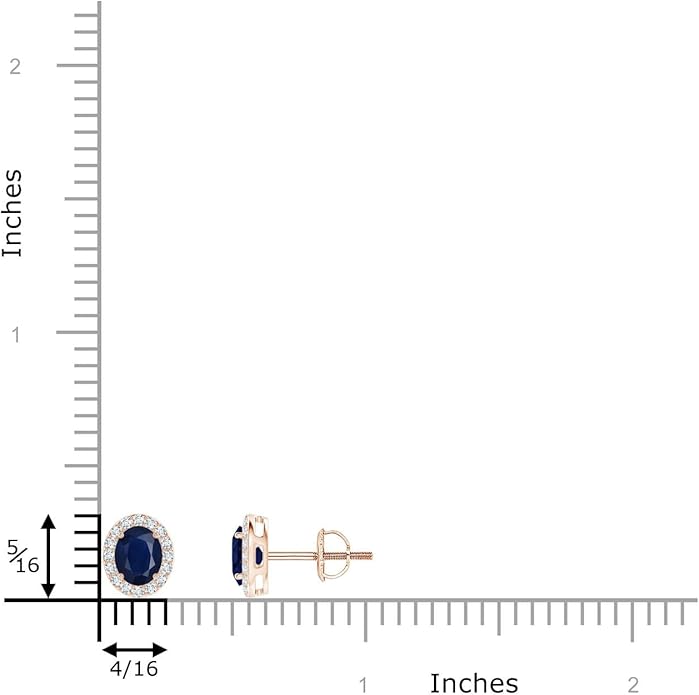 ANGARA Natural Blue Sapphire Earrings for Women | Prong-Set Oval Blue Sapphire Stud Earrings with Diamond Halo in 14K Solid Gold/Platinum | September Birthday, Anniversary, Gemstone Jewellery Gift