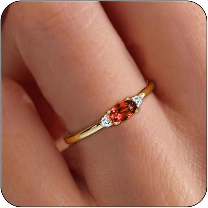 14k Gold Plated Birthstone Rings for Women Dainty Stackable Rings Non Tarnish Thumb CZ Emerald Green Gemstone Ring Cute Jewelry Birthday Valentine Gift for Mother Daughter Band Size 6-11