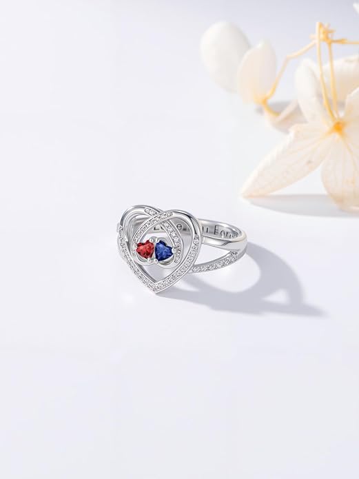 Valentine's Day Gifts for Women Birthstone Rings for Women Heart Statemet Engagement Eternity Wedding Promise Rings Jewelry Anniversary Christmas Valentine Mothers Day Birthday Gifts for Wife Her Girlfriend