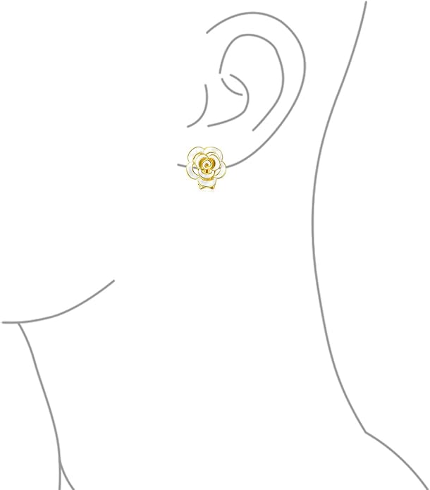Pink Red Enamel Flower Crystal Edge Spring Retro Floral Rose Clip On Earrings For Women Non Pierced Ears 14K Gold Plated