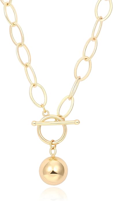 Aobei Pearl 18K Gold Plated Moon Star Lion Evil Eye Love Heart Cross Pendant Necklace Medallion Paperclip Chian Choker Layering Jewery for Women