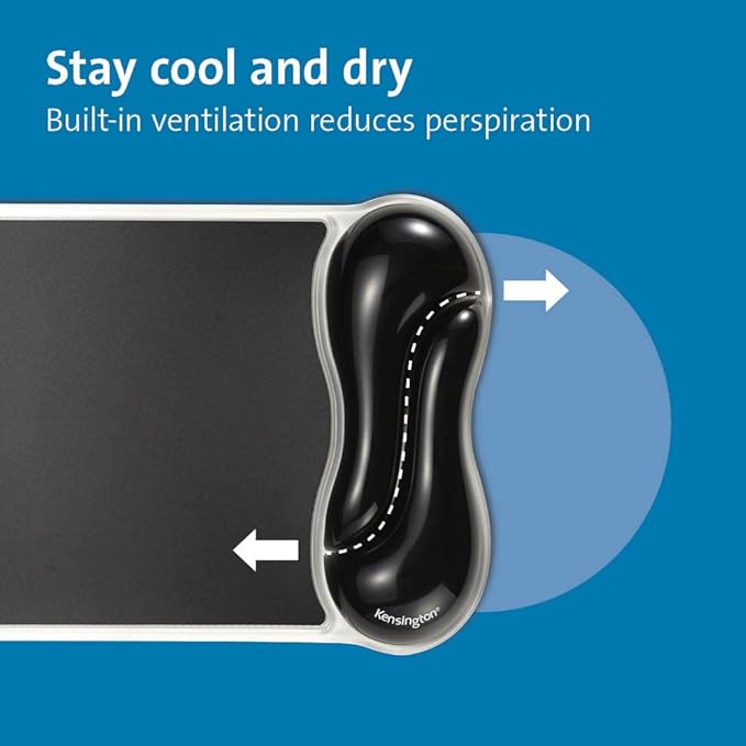 Kensington Duo Gel Wave Mouse Pad & Wrist Rest - Black,Medium (K62413WW)