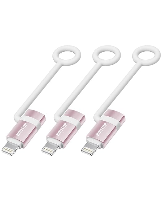[MFi Certified] 36W USB C to Lightning Cable Adapter, Support Data Sync/PD Fast Charging Compatible with iPhone iPad AirPods, with Anti-Lost Holder - Rose Gold 3 Pack