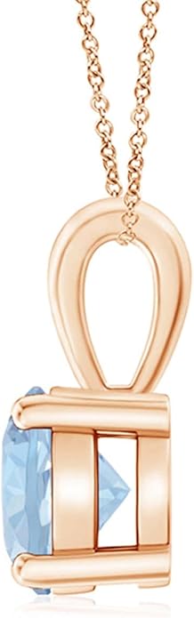 Angara Natural Aquamarine Solitaire Pendant for Women | Round Aquamarine Solitaire Pendant Necklace in 14K Solid Gold/Silver/Platinum With 18" Chain | March Birthday, Gemstone Jewelry Gift