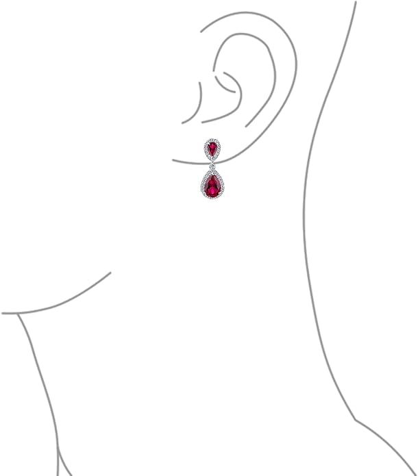 Vintage Style Bridal Cubic Zirconia Simulated Gemstone AAA CZ Halo Dangle Teardrop Chandelier Clip On Earrings For Women Silver Rose Gold Plated in Black Purple Blue Red Rose Pink Green Clear