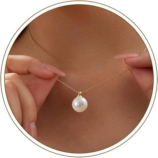 Gold Jewelry Set for Women - Dainty 14K Gold Plated Pearl Necklace and Earring Set with Drop Earrings, Bracelets, Choker Necklace - Wedding Jewelry Gift