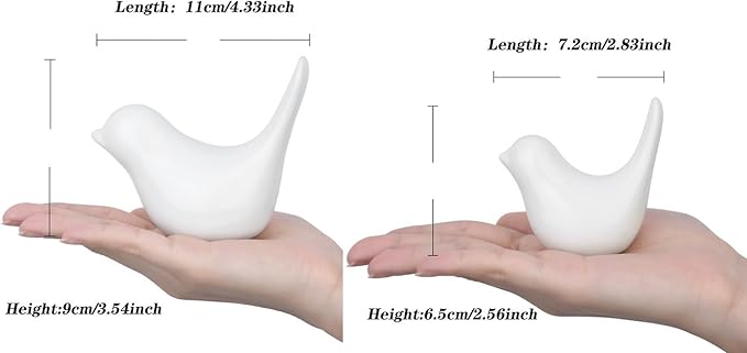 LAIDANLA Small Birds Statues White Modern Style Home Decor Birds Small Animal Sculpture for Living Room Office Desktop Shelf Coffee Table Bedroom（2pcs）