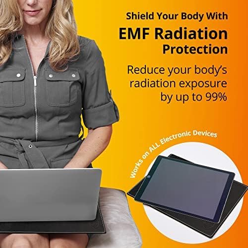 Shield Your Body - Laptop Lap Pad with SaferBody™, Anti Radiation Shield & Heat Shield Pad, EMF Blocker Laptop Pad for Up to 17in.Wide Device (15.9 x 12 inches), Jet Black PU Leather Color