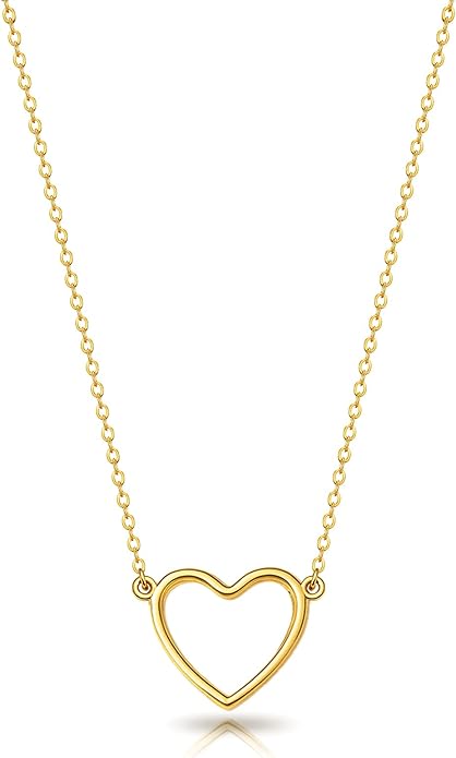 Zeffy Cute Heart Necklace 18k Gold/Silver Plated Tiny Heart Pendant Choker Necklaces Gold Love Heart Chain Necklace for Women Dainty Gold Jewelry Valentines Day Gifts for Women Girls Teen Girls