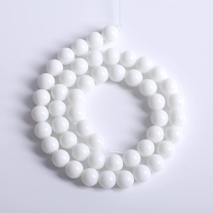 180PCS 4mm Natural White Porcelain Agates Stone Round Beads for Jewelry Making Spacer Loose Spacers Beads DIY Bracelets 32" 2 Strand