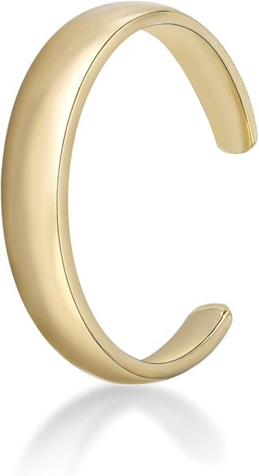Lavari Jewelers Classic Open Band Toe Ring for Women I 10k White or Yellow Gold Toe Ring for Her I Adjustable Open Toe Band I One Size Fits Most Toes I 3 mm Wide Body Jewelry