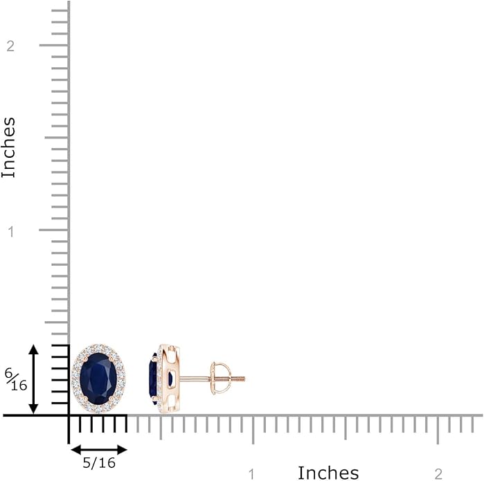ANGARA Natural Blue Sapphire Earrings for Women | Prong-Set Oval Blue Sapphire Stud Earrings with Diamond Halo in 14K Solid Gold/Platinum | September Birthday, Anniversary, Gemstone Jewellery Gift