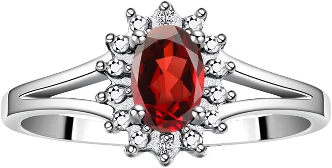 Rylos 14K White Gold Classic Halo Ring: Diamonds, 6X4MM Oval Gemstone - Birthstone Jewelry for Women - Stunning Diamond Gold Ring Sizes 5-10