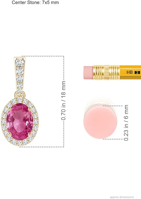 Angara Natural Pink Sapphire Pendant for Women | Vintage Style Oval Pink Sapphire Halo Pendant in 14K Solid Gold/Platinum With 18" Chain | Birthday, Anniversary, Gemstone Jewelry Gift