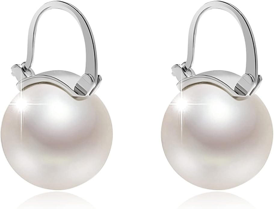 Pearl Earrings for Women 14K Gold Plated Hypoallergenic Pearl Earrings 5A Cubic Zirconia Dangle Earrings Elegant Jewelry