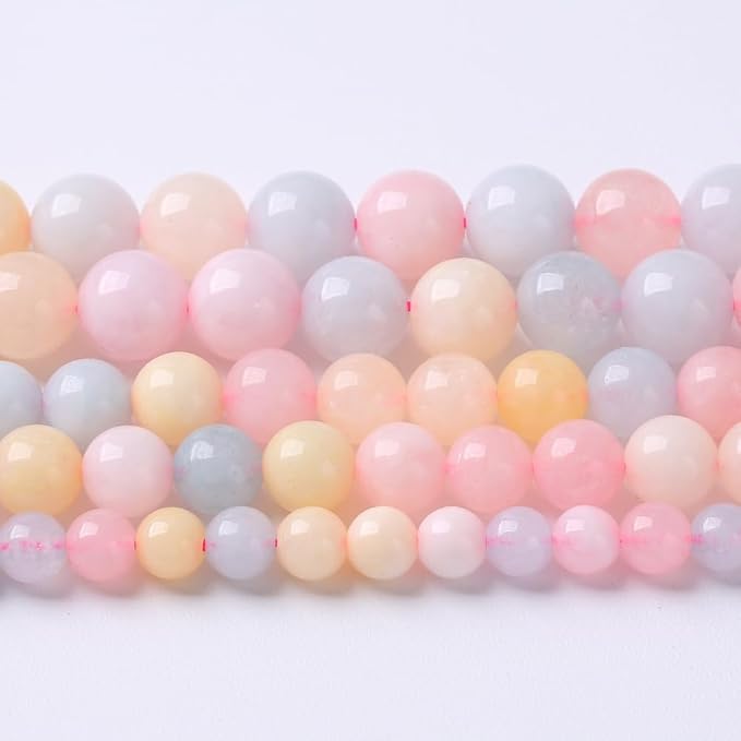 60pcs 6mm Natural Stone Morganite Beads Round Loose Beads for Jewelry Making DIY Bracelets Necklaces Crystal Energy Healing Stone Beads 15" (6mm, Morganite)
