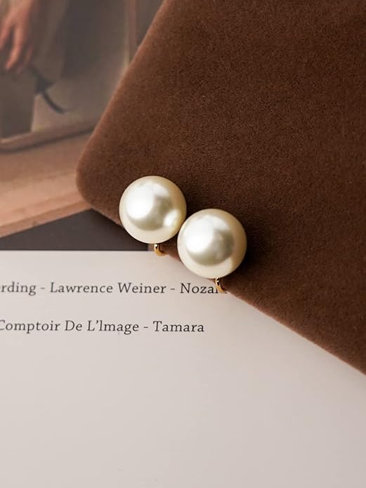 Pearl Clip on Earrings for Women Drop Clip Earrings for Women Gold Plated White Imitation Pearl Earrings Fashion