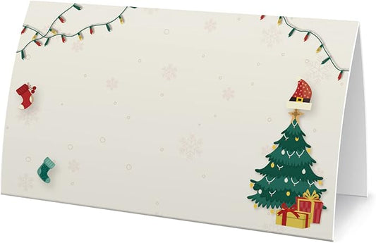 FZ-a86 Christmas Food Tent Labels (25 pack) - Table Place Cards, Perfect for Banquet, Buffet Food Label, Christmas Party