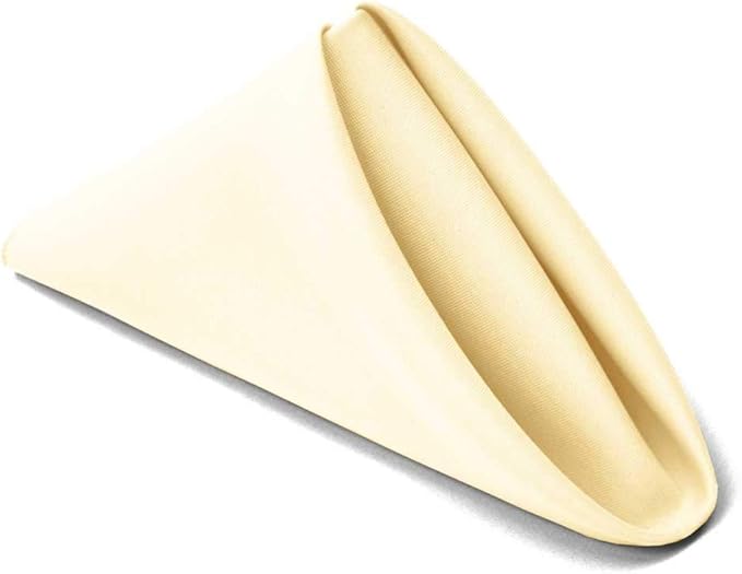 TableLinensforLess 17"x17" Polyester Cloth Napkins, Set of 6 (Ivory) | Easy-Care, No-Iron Finish, Superior Color Retention, Machine Washable