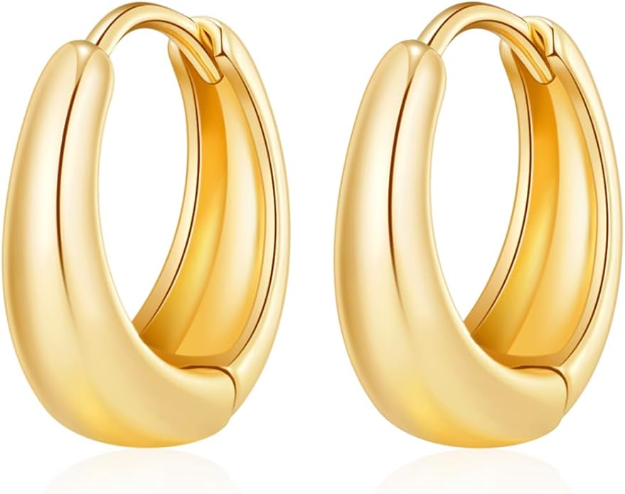9 Pairs Chunky Gold Earrings Set for Women Trendy Lightweight Gold Plated Hoop Earrings Hypoallergenic Jewelry