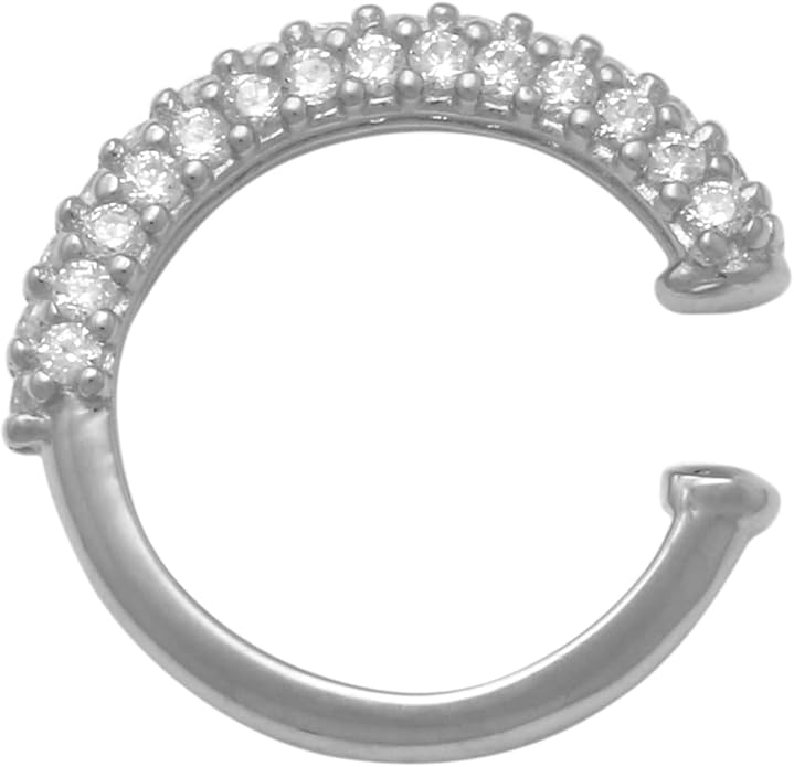 ANYGOLDS 14k Solid Gold Cubic Zirconia Wide Bold Thick Ear Cuff Ring - No Piercing Wrap Cartilage Conch Helix Gold Ear Cuff - Ring Wrap Jewelry for Women - Perfect Minimalist Design – Sold as a Single