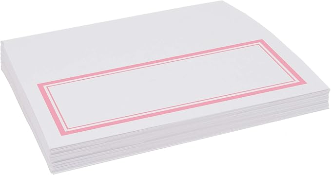 Double Line Border Place Cards, Pink (Choose Color), Set of 25, Pre-cut and Scored - Wedding, Party, Dinner, and Special Events - Made in the USA