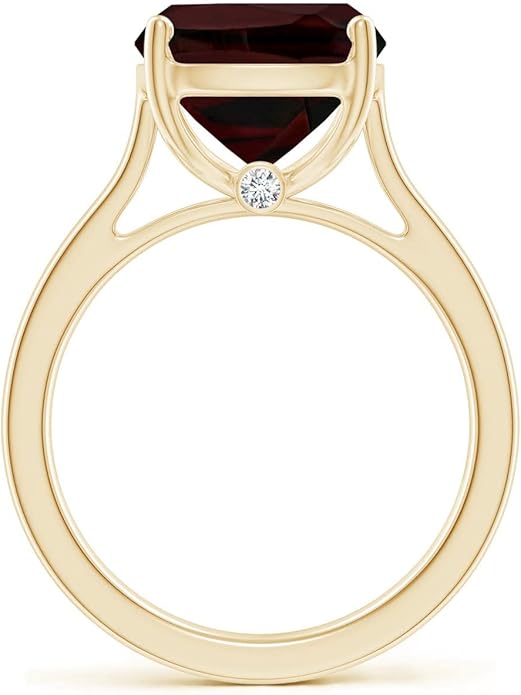 Angara Cushion Garnet Solitaire Ring in Sterling Silver/14K Solid Gold/Platinum | Natural Garnet Solitaire Ring for Women | January Birthday, Anniversary, Gemstone Jewelry Gift