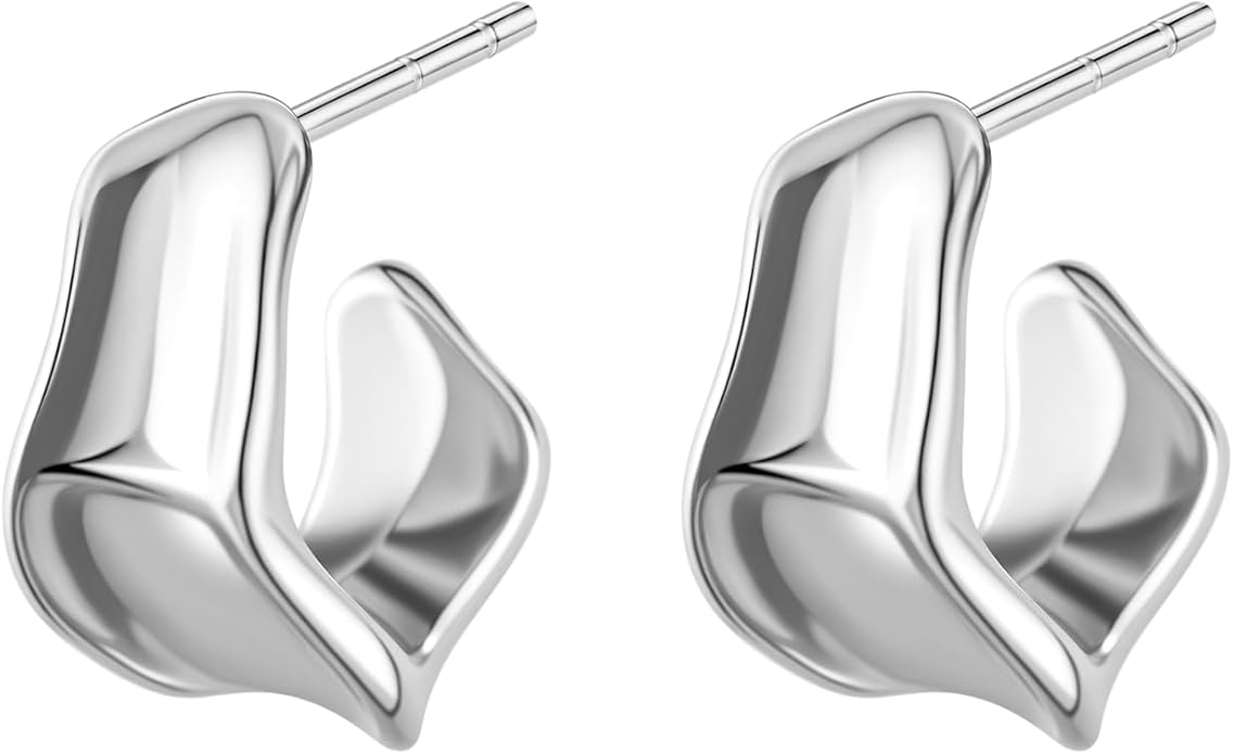 Chunky Gold Hoop Earrings for Women, 14K Gold/Silver Plated Statement Geometric Drop Dangle Earrings Trendy Knot Stud Hypoallergenic Fashionable Gift for Women