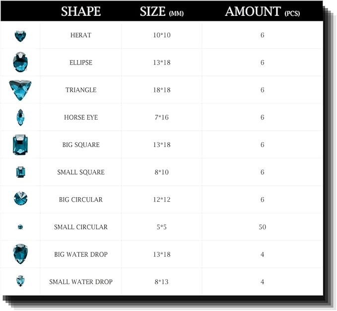 TANOSII Sew on Rhinestones 100 PCS Mixed Shapes Glass Rhinestones Sew on Crystal Gems Mental Flatback with Silver Claw for Jewelry Crafts Clothes Shoes Costume Garment Turquoise