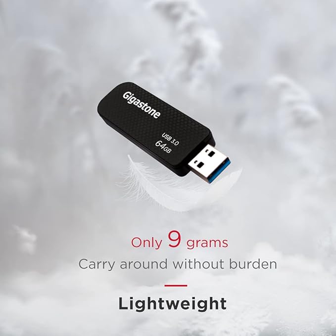Gigastone Z30 64GB USB3.0 Flash Drive, Capless Retractable Design Pen Drive, Carbon Fiber Style, Reliable Performance & Durable