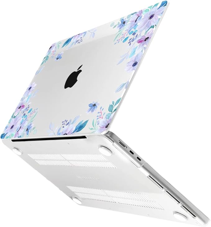 MEEgoodo Case for MacBook Air M4/M3/M2 13.6 inch 2025 2024 2022, Fit Model A3240 A3113 A2681, Compatible with MacBook Air 13 inch, Laptop Hard Shell Case with Keyboard Cover, Soft Purple Floral