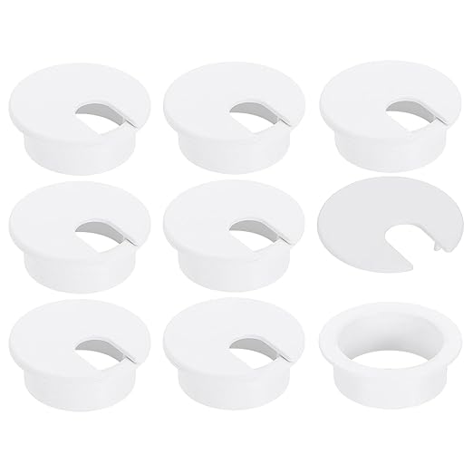 uxcell 8 Pcs 35mm (1.38 Inch) Desk Grommet, Plastic Cable Hole Cover, Wire Cord Cable Organizer for Home Office Computer Desk Cabinet, White