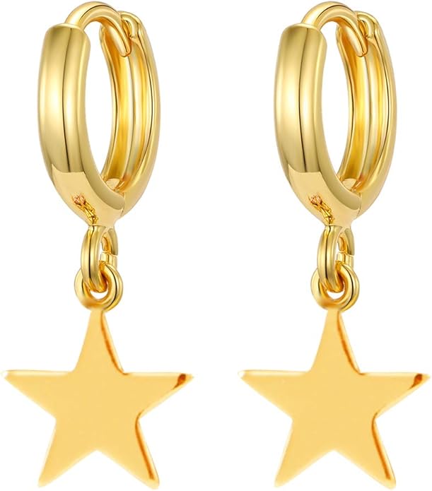 XYJZXY Gold Huggie Small Hoop Earrings with Charm Personalized Snake/Evil Eye/Star/Cross/Lock/Key 18k Gold Plated Crystal Drop Dangle Earrings for Women