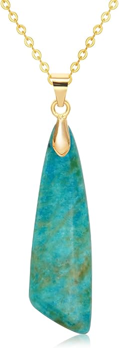 Nature Stone Necklaces for Women Boho Pendant Necklace 18K Gold Chain Necklaces
