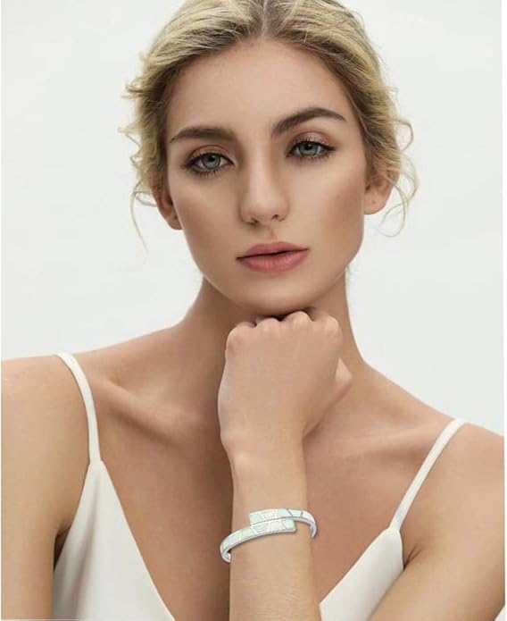 CiNily Womens Cuff Bracelet,Opal Bangle Bracelets Gold Plated Hypoallergenic Ladies Gemstone Open Cuff Bangle Bracelet