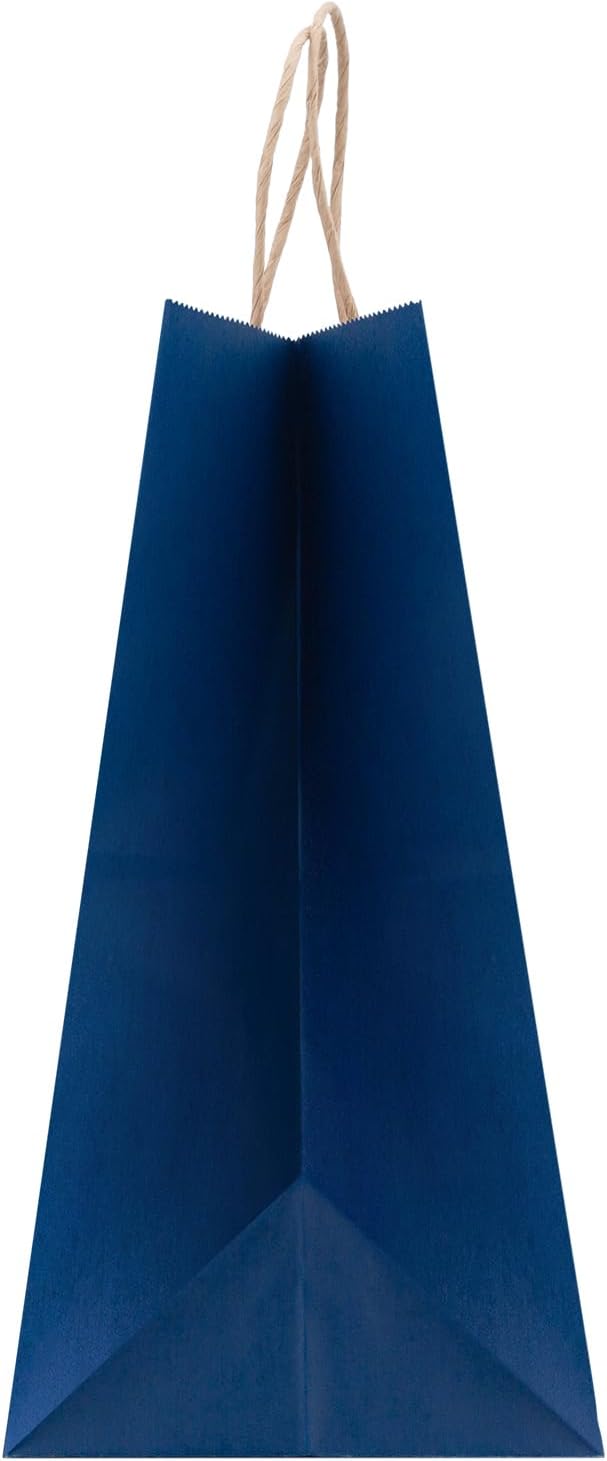70Pcs Paper Bags with Handles 16x6x12 inch, Large Recycled Kraft Paper Bags Bulk for Shopping, Wedding,Business, Retail, Boutique, Party, Grocery, Party Favor - Navy Blue